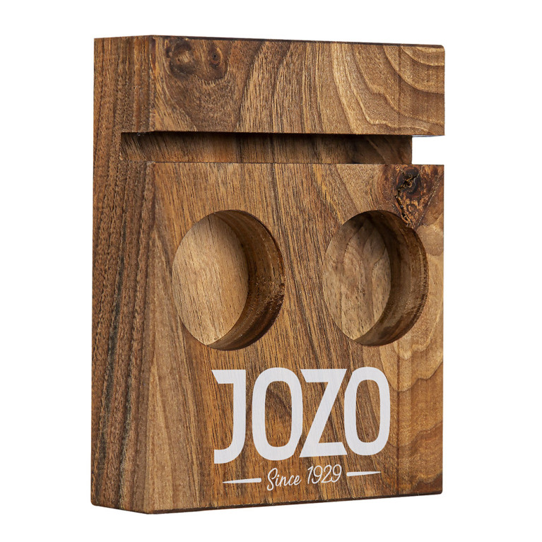 BLOC Solid - Menukaarthouder Notenhout Ø 46 mm, Diepte 20 mm Jozo Logo