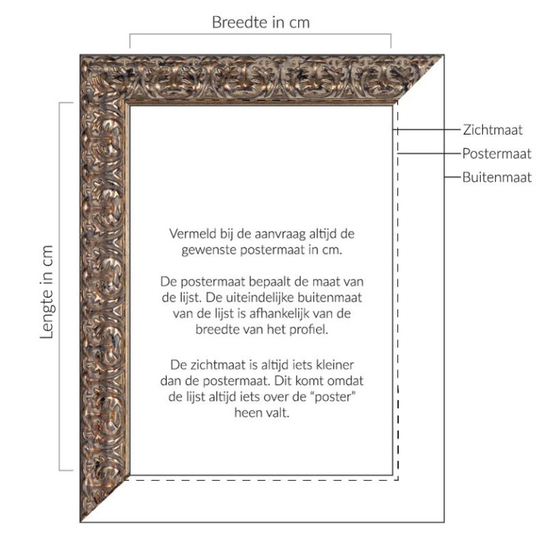 Fotolijst Germain Zilver - Maatwerk Calculator - Maatwerk Uitleg