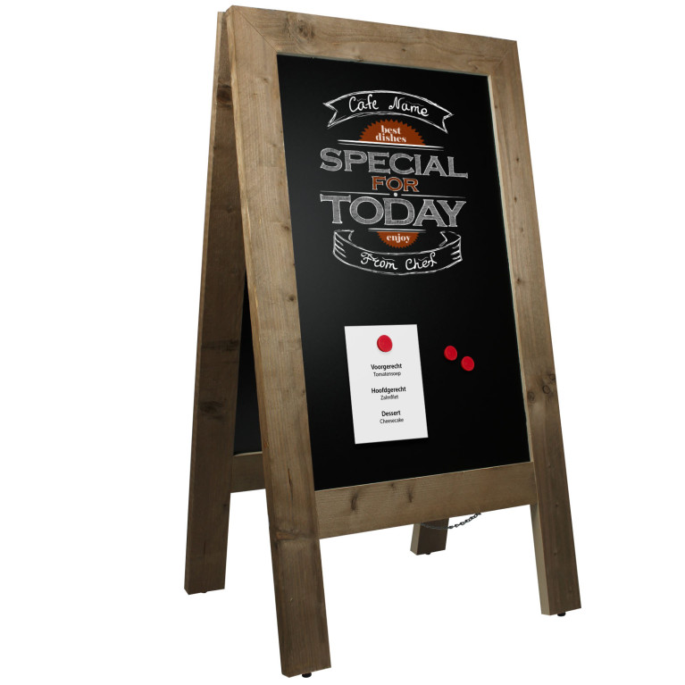 Magnetisch Krijtstoepbord Steigerhout 75x135cm Overview Sfeer