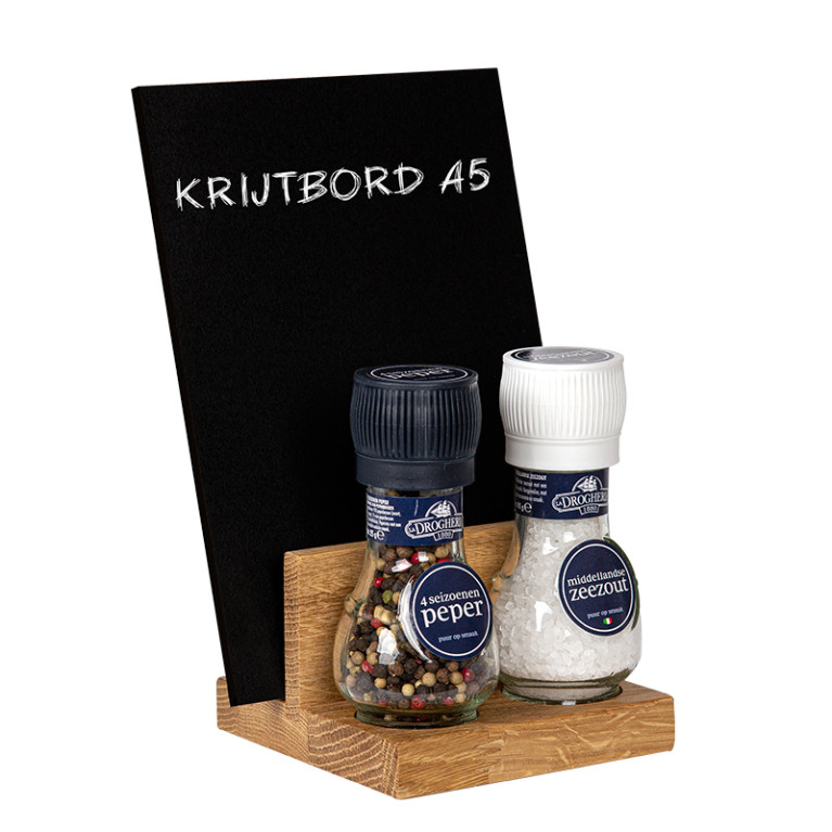 BLOC Basic Eikenhout met Krijtbord A5 – Perfect voor menukaarten en een peper en zout stel
