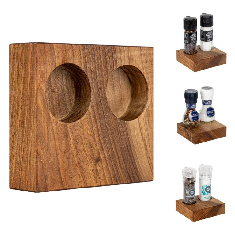 BLOC Solid Peper en Zout Houder Notenhout