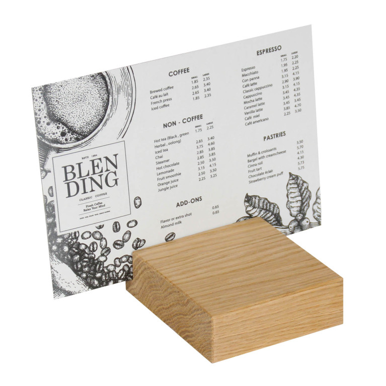 BLOC Cardd - Menukaarthouder Eikenhout 105x120x35 mm