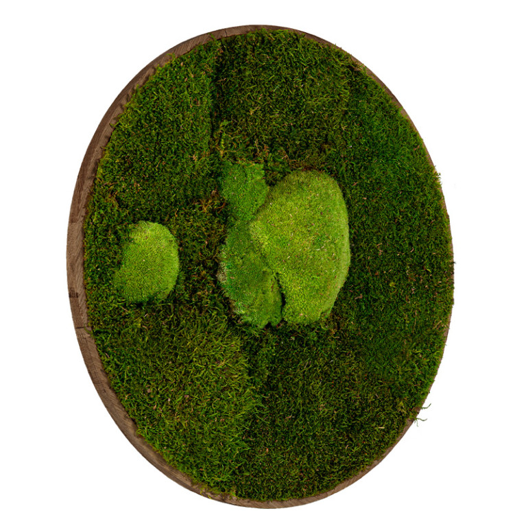 Mosschilderij Rond 100 cm Donker Eiken - Esbjerg - Vooraanzicht
