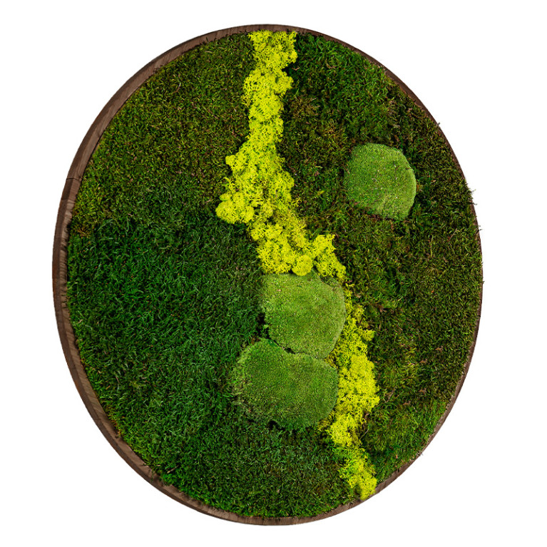 Mosschilderij Rond 20 cm Donker Acaciahout - Uppsala Lentegroen