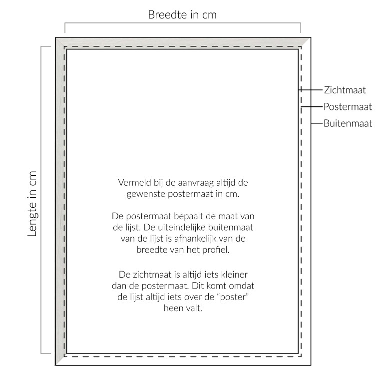 Wissellijst Hout Eiken Wit - Maatwerk 