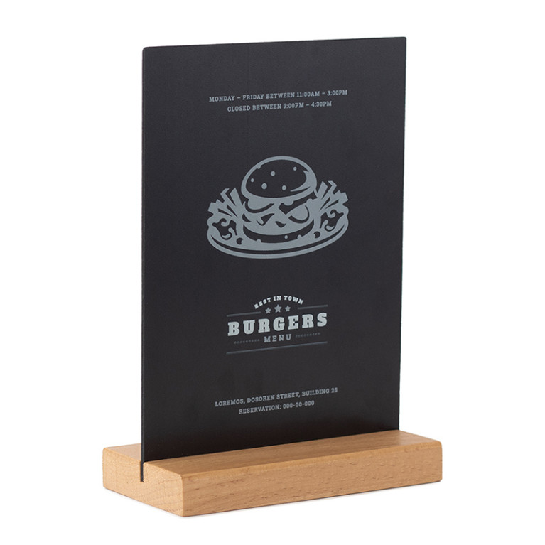 Menukaarthouder Norvik - Naturel - 148 mm met menu op krijtbordje