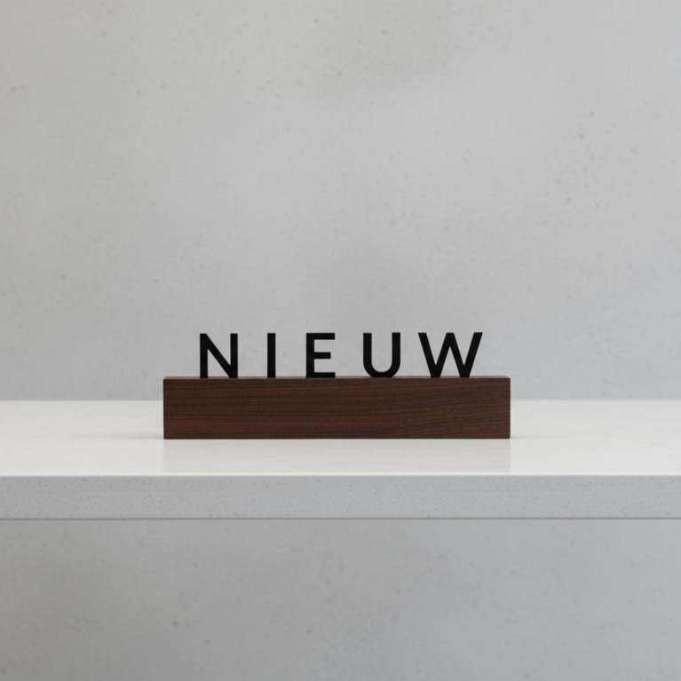 Oacklux Kana Letterhouder Notenhout 200 mm - Zwarte letters - set van 6