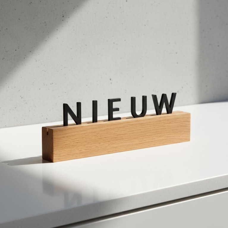 Oacklux Kana Letterhouder Eikenhout 200 mm - Zwarte letters - set van 6 