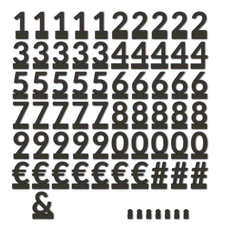 Oacklux Cijfer- en Symbolenset voor Kana Letterhouder Zwart - 71 stuk