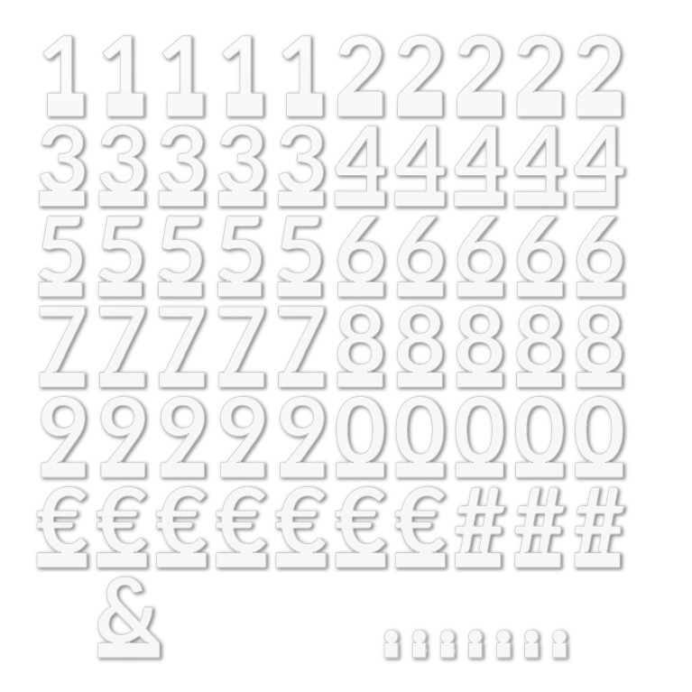 Oacklux Cijfer- en Symbolenset voor Kana Letterhouder Wit - 71 stuks