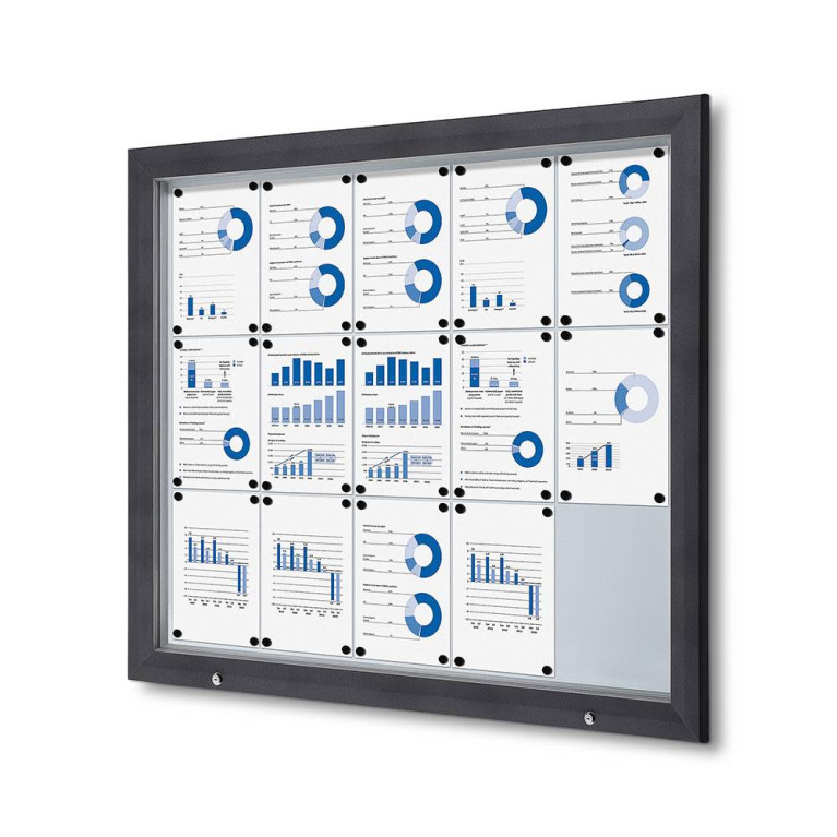 Informatiekast Buiten Whiteboard 15x A4 Antracietgrijs 