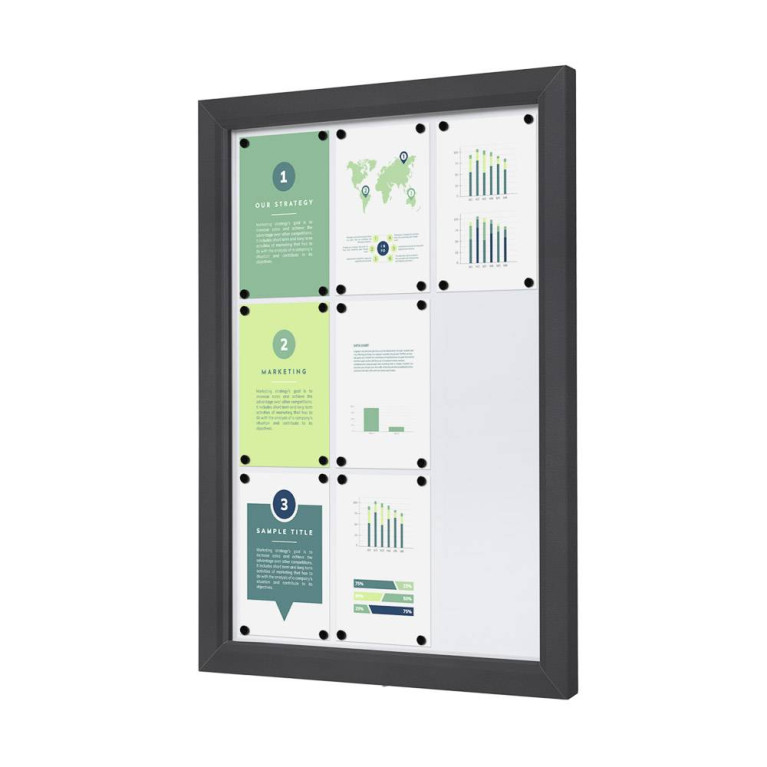 Informatiekast Buiten Whiteboard 9x A4 Breed Antracietgrijs