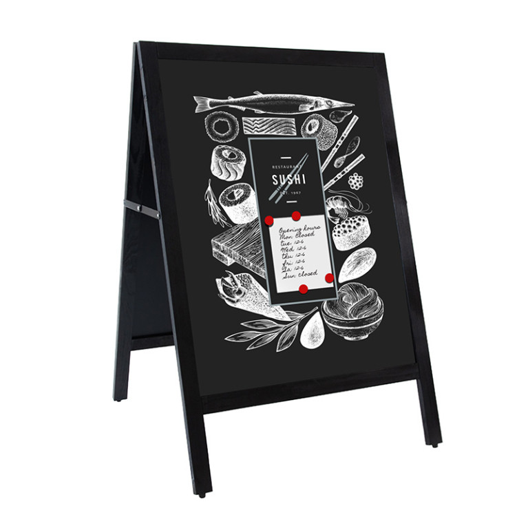Magnetisch Krijtstoepbord Zwart - 59x78 cm