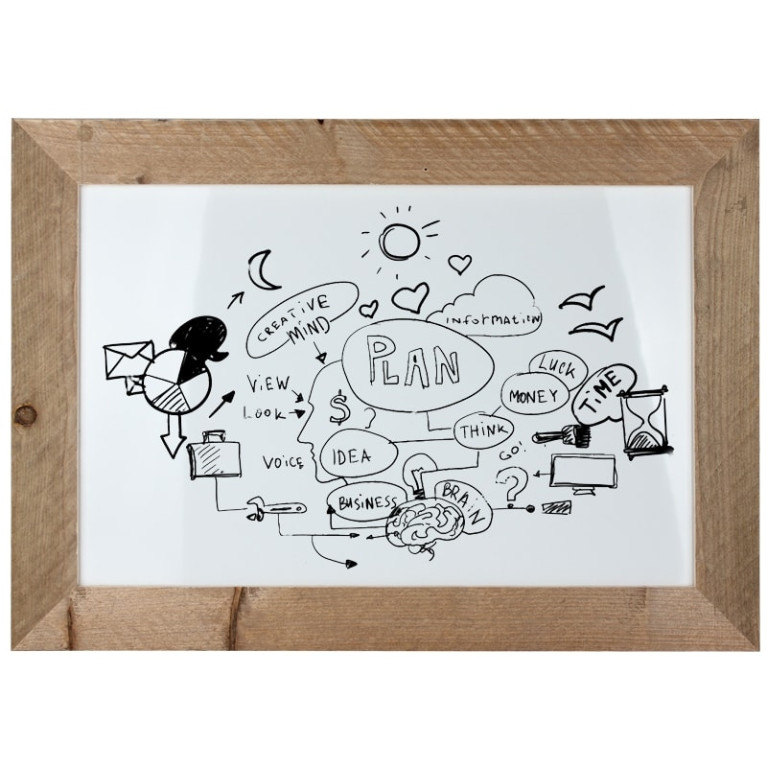 Whiteboard Steigerhout 50x70 cm Overview Sfeer