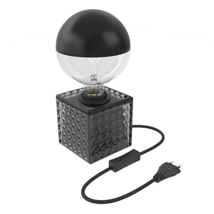 Calex Tafellamp Glas Zwart met snoer en schakelaar E27 Product met lichtbron