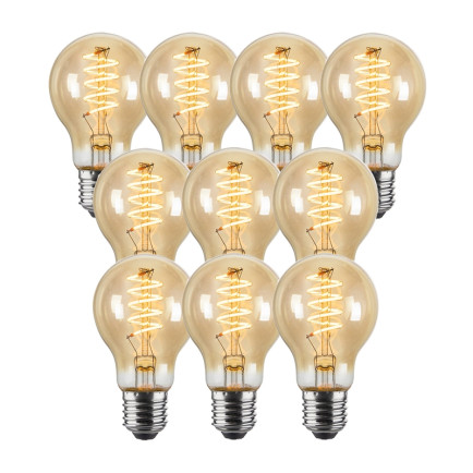 Set van 10 Vintlux Filament LED Lamp Karu Pear Gold Dimbaar Ø60mm E27 4W