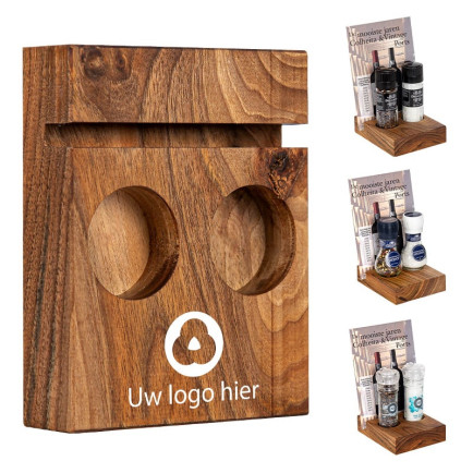 BLOC Solid - Menukaarthouder Notenhout met Logo